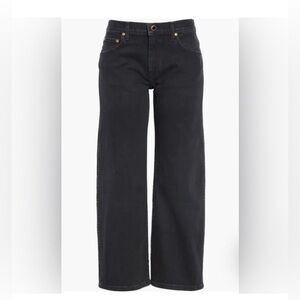 $695 KHAITE Wendell Black Wash Wide Leg Cropped Designer Denim Jeans 26 Luxury